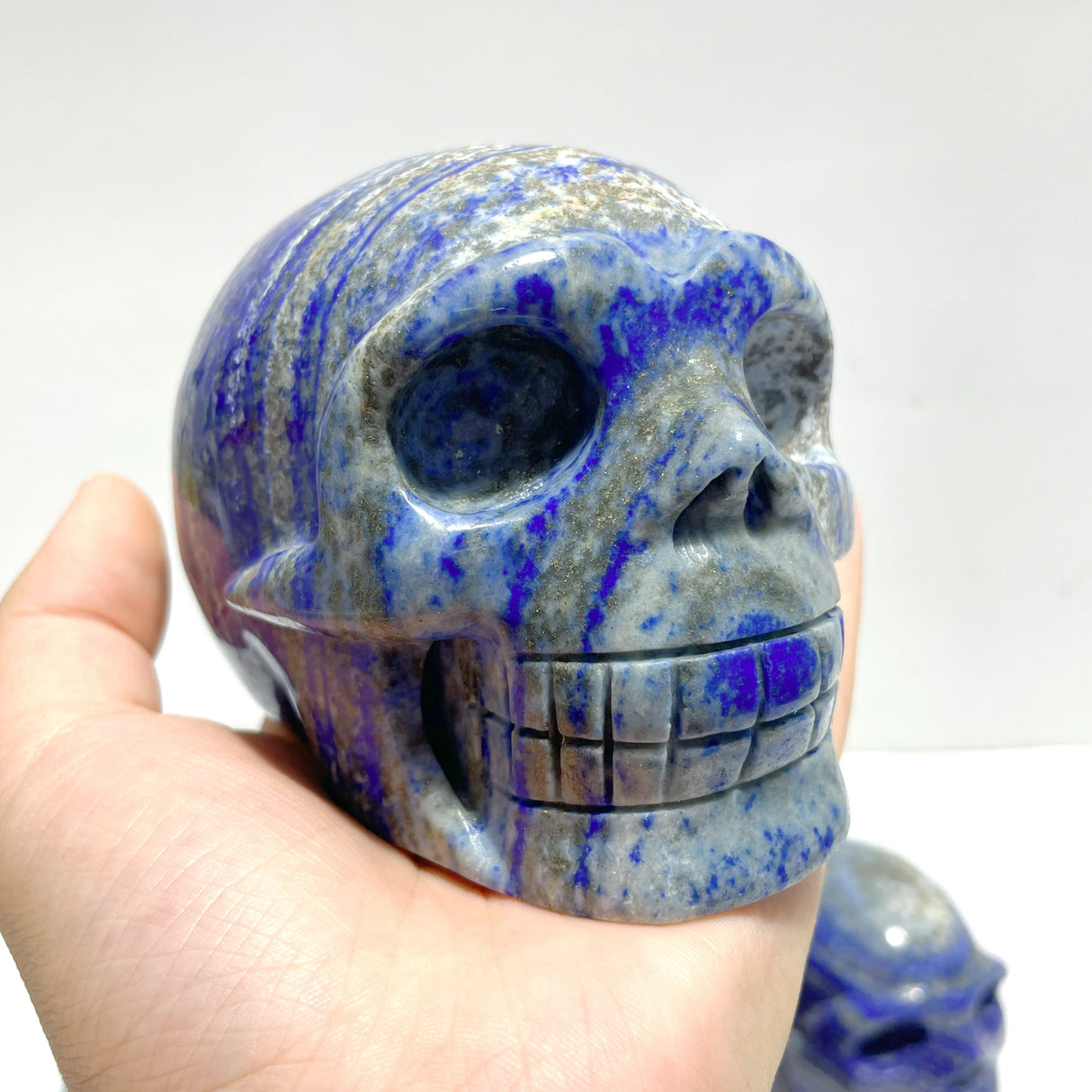 4 Pieces Lapis Lazuli Skull Carving