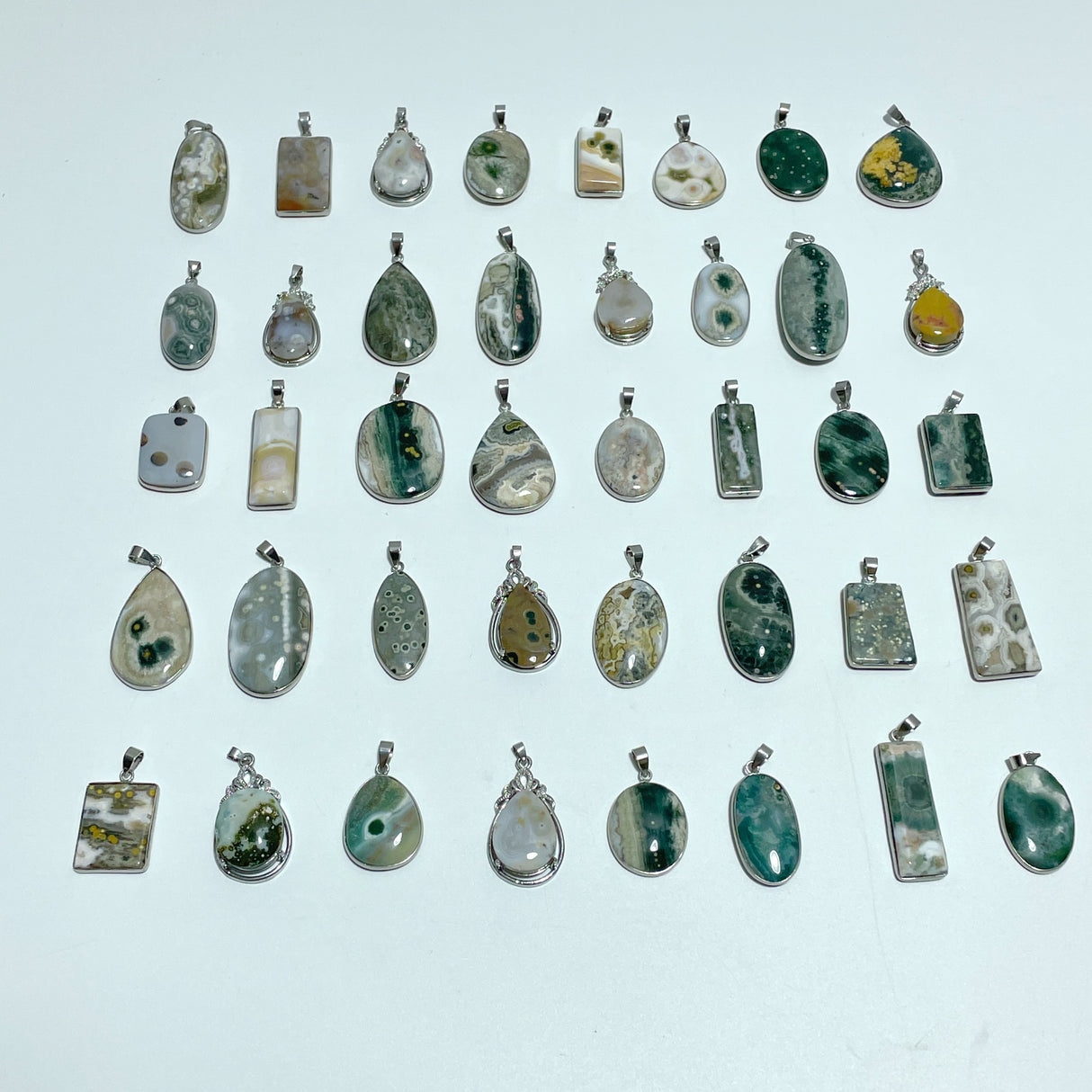 40 Pieces Vein Ocean Japser Pendant