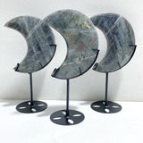 3 Pieces Beautiful Labradorite Moon Carving With Stand