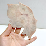 Pink Agate Butterfly Wing Carving With Stand