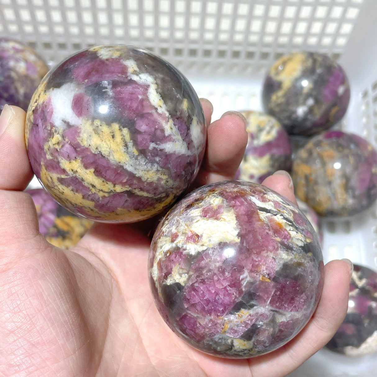 13 Pieces Pink Tourmaline Spheres Balls