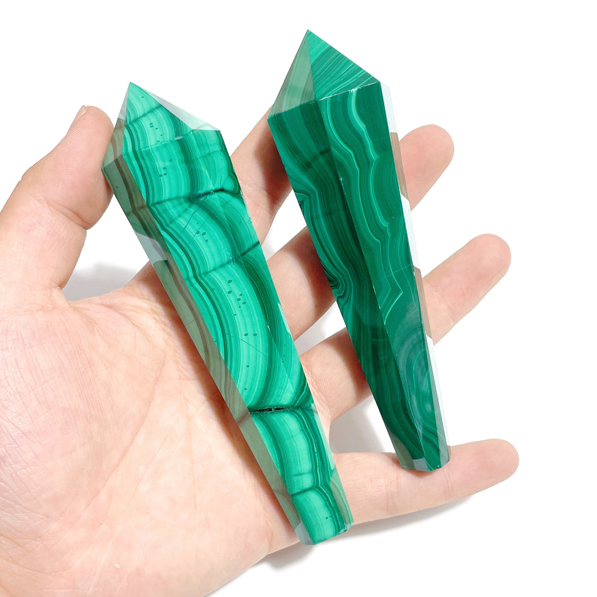 8 Pieces Malachite Magic Scepter Wand Points With Stand