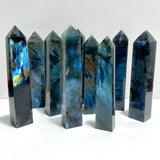 9 Pieces Flash Labradorite Four - Sided Tower Points - Wholesale Crystals