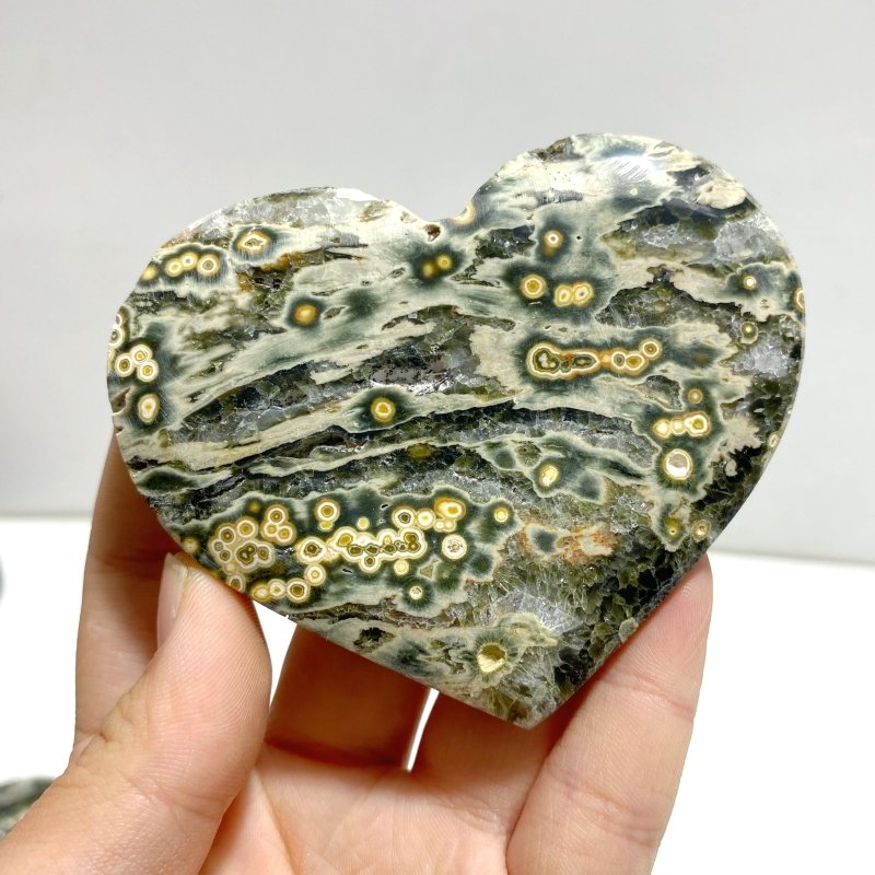 9 Pieces Large 8th Vein Ocean Jasper Heart 4 - Wholesale Crystals