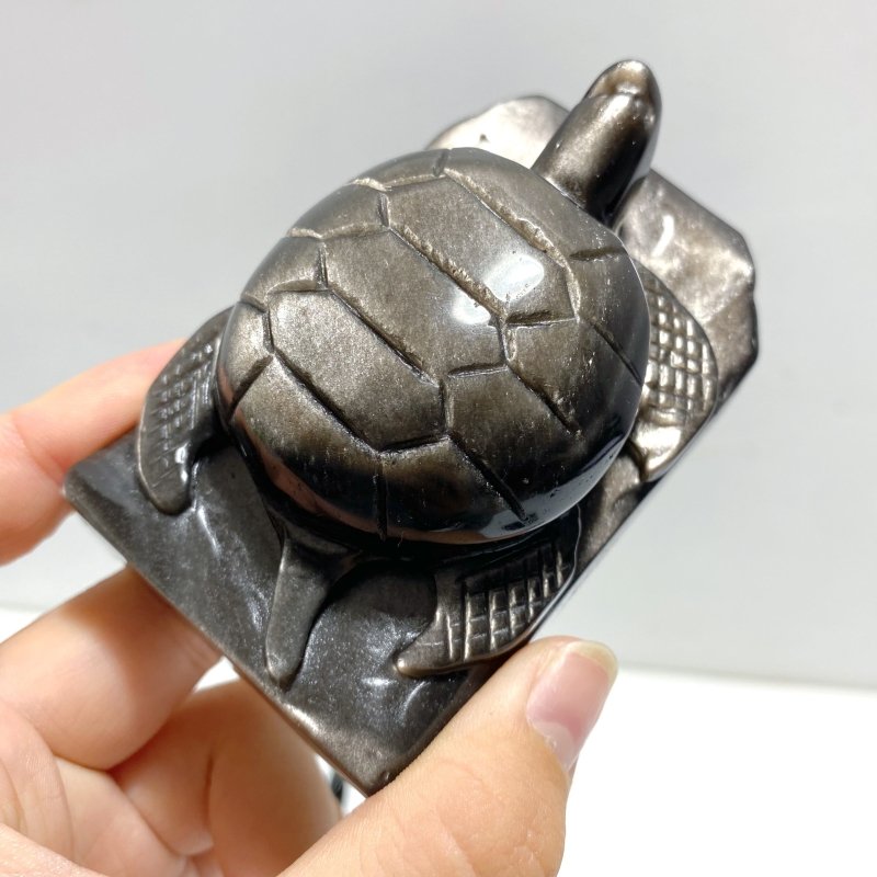 9 Pieces Silver Sheen Obsidian Sea Animals Carving - Wholesale Crystals