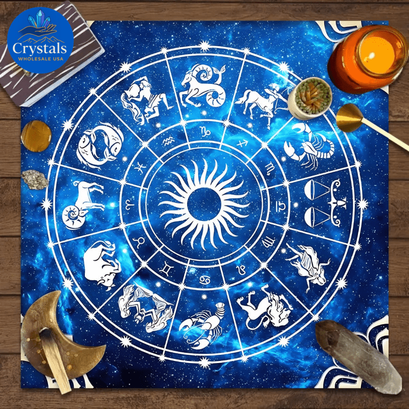 9 Sun Floral & Moon Phase Tarot Tablecloth - Wholesale Crystals