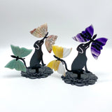 Wholesale Crystal Butterfly Wing Carving with Dog Metal Stand (Mixed Materials)