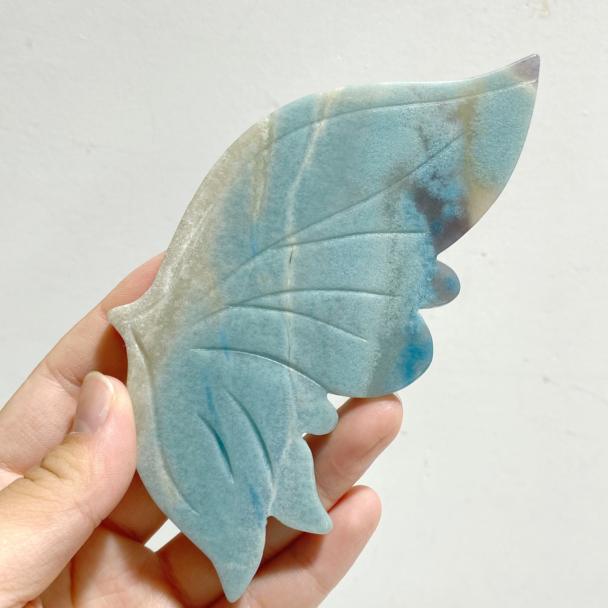 Trolleite Stone Butterfly Wing Carving With Stand