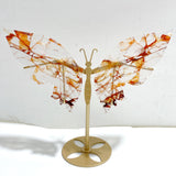 Red Fire Quartz Butterfly Wing Carving With Stand