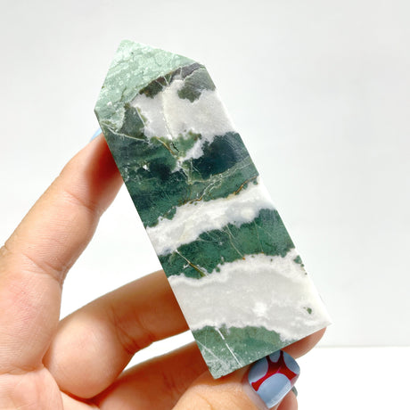 Stripe Moss Agate Mixed Quartz Four-Sided Tower Point Wholesale