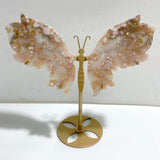 Beautiful Sakura Flower Agate Butterfly Wing Carving With Stand