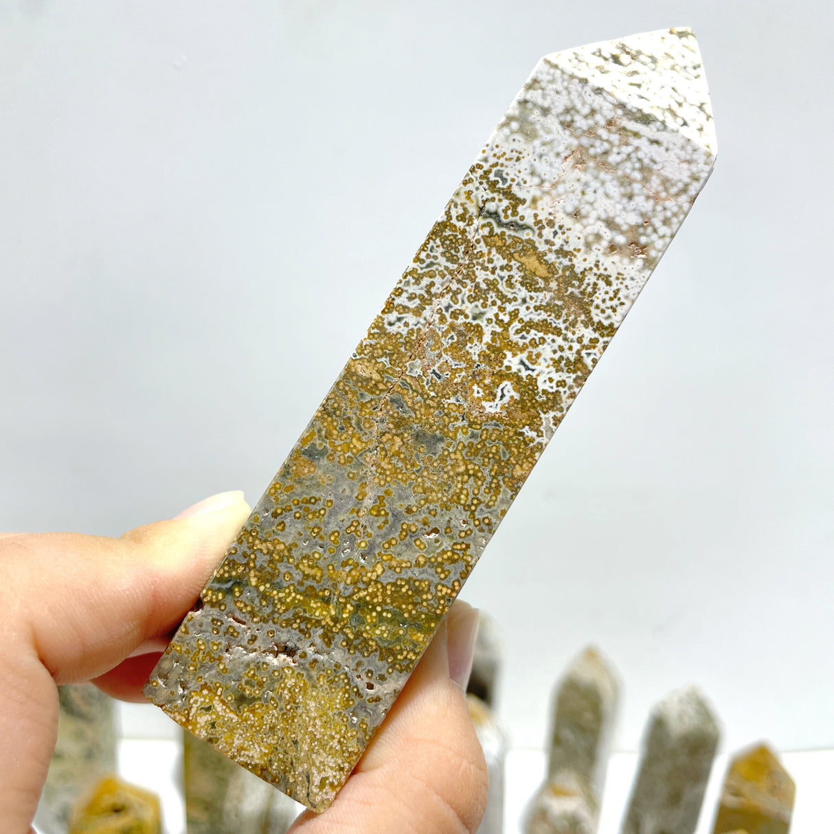 27 Pieces Beautiful Vein Ocean Jasper Four-sided Tower Points