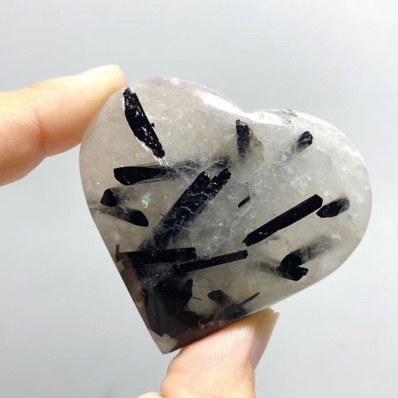 97 Pieces Black Tourmaline Heart - Wholesale Crystals
