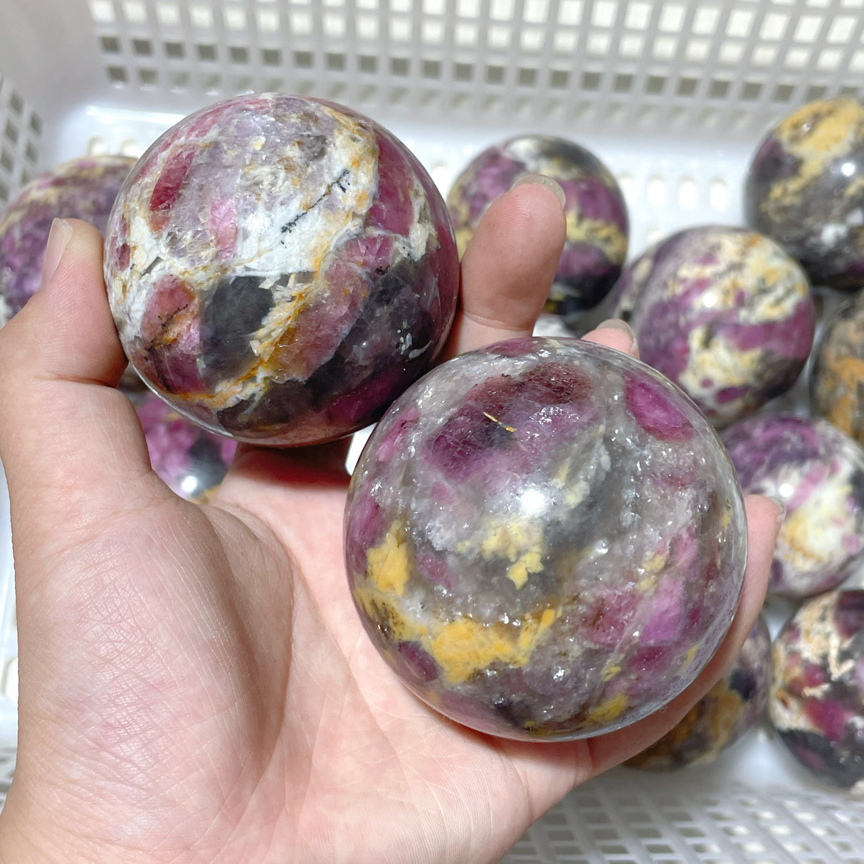 13 Pieces Pink Tourmaline Spheres Balls