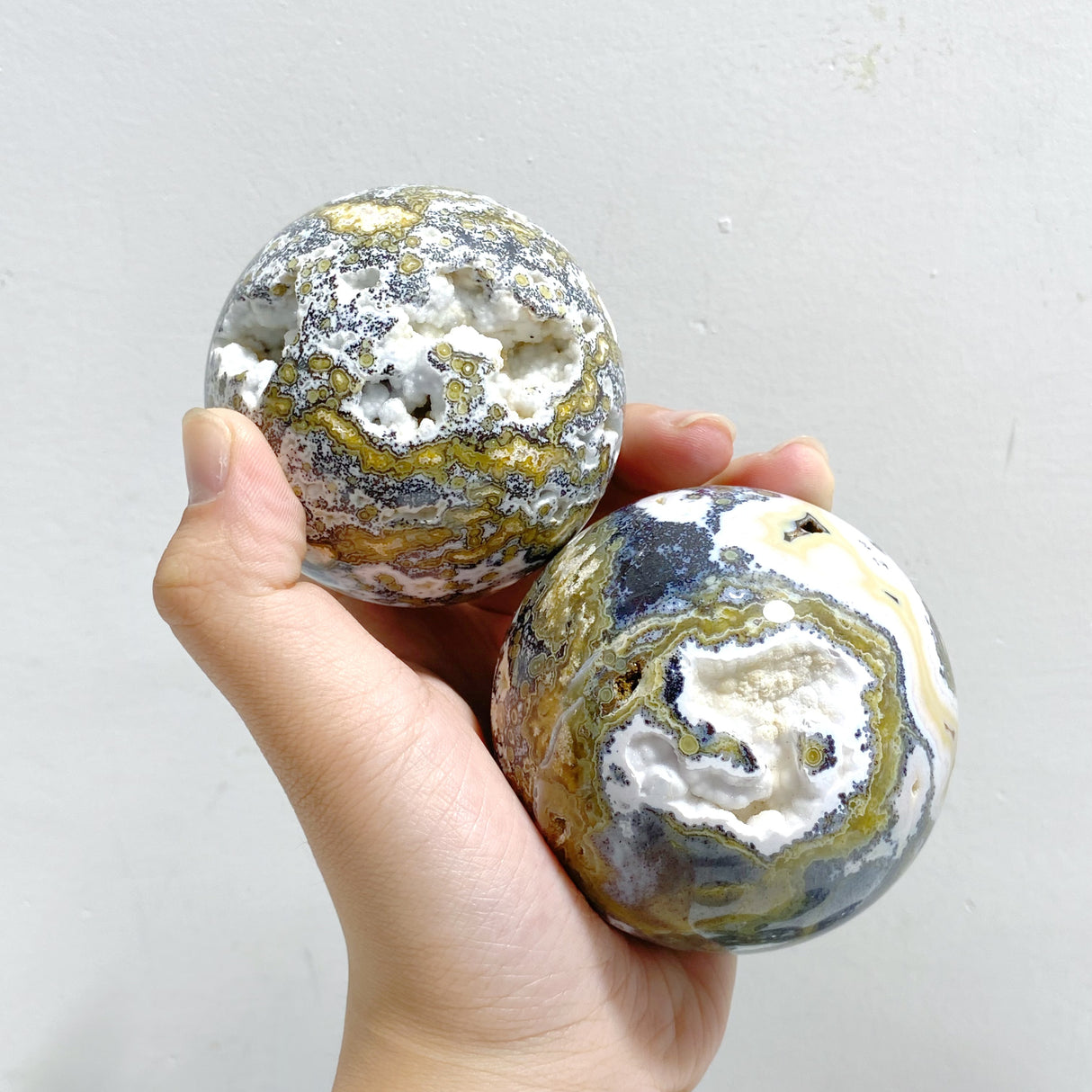 11 Pieces Beautiful Geode Druzy 8th Vein Ocean Jasper Spheres