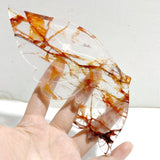Red Fire Quartz Butterfly Wing Carving With Stand