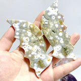 5 Pairs Flying Dragon Wing With Stand Chevron Amethyst Pink Agate