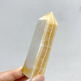 White & Yellow Calcite Four-Sided Tower Point Wholesale