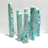 7 Pieces Large Blue Hemimorphite Four-Sided Tower Raw Side