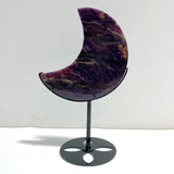 Large Charoite Moon Carving With Stand