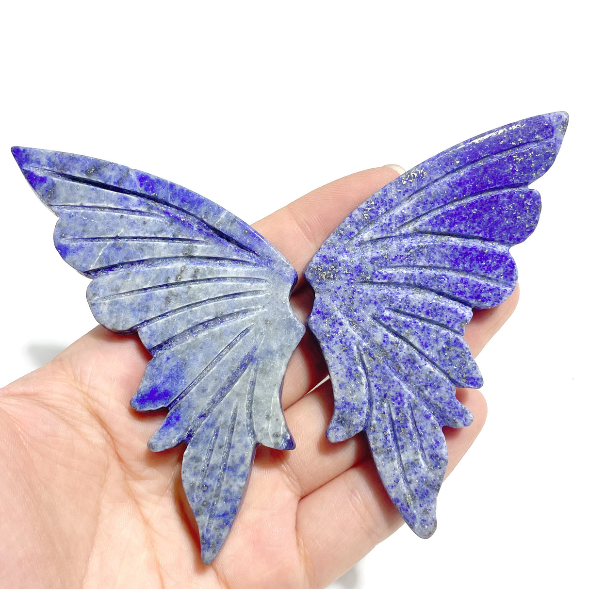4 Pairs Small Lapis Lazuli Butterfly Wing Carving With Stand