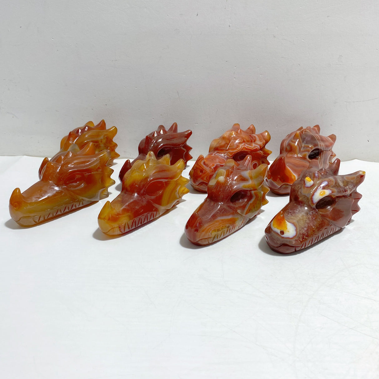 8 Pieces Carnelian Dragon Head Carving