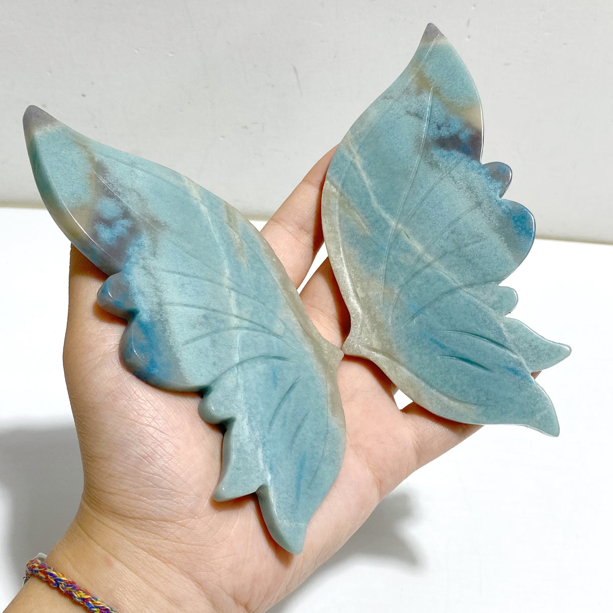 Trolleite Stone Butterfly Wing Carving With Stand