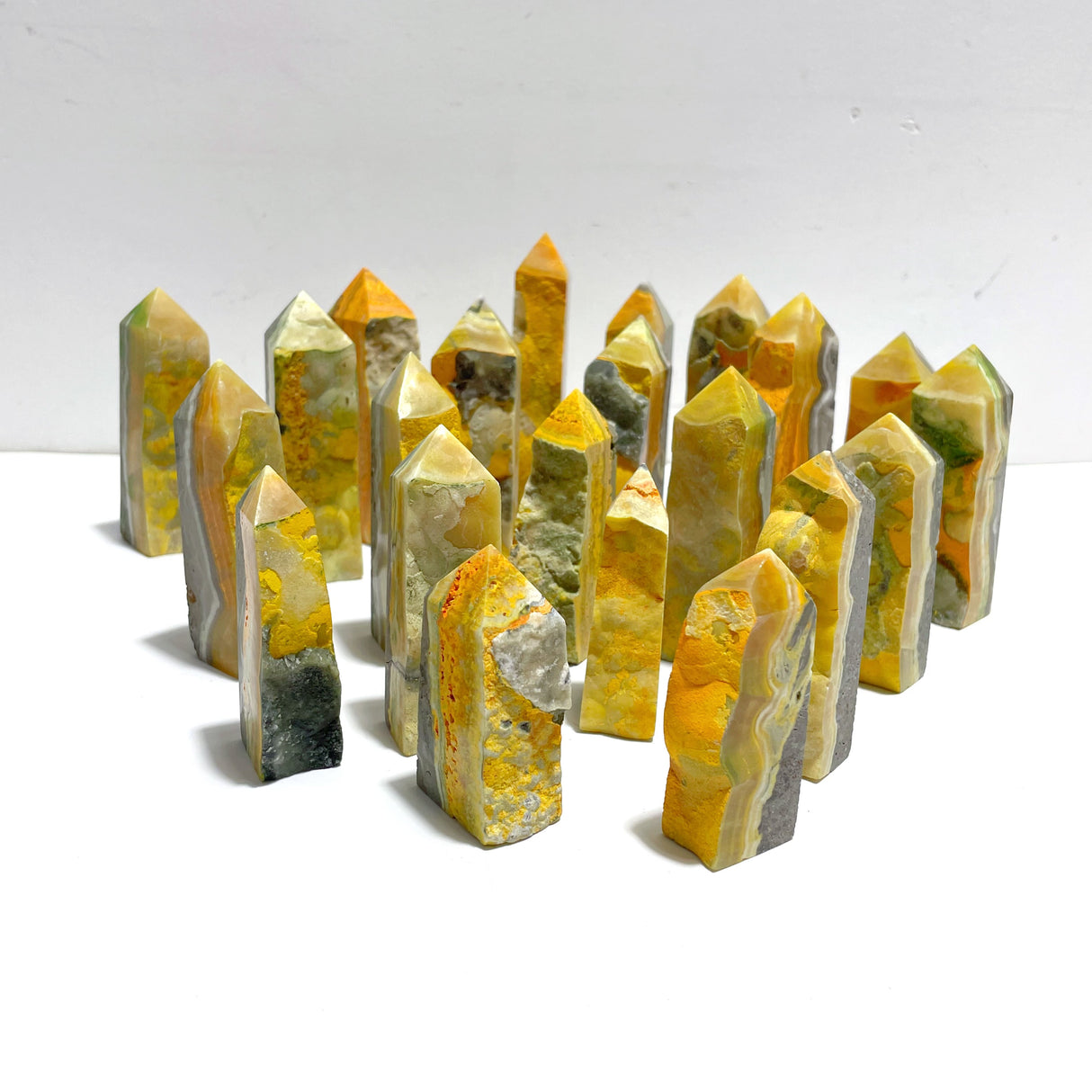 22 Pieces Deep Yellow Bumble Bee Jasper Raw Side Point