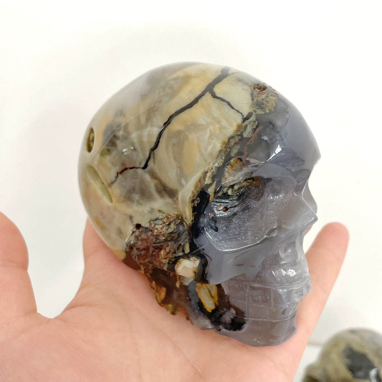 6 Pieces Volcano Agate Skull(UV-Reactive)