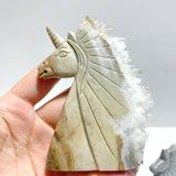4 Pieces Clear Quartz Cluster Unicorn Carving
