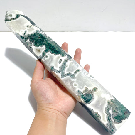 4 Pieces Tall Geode White Moss Agate Points