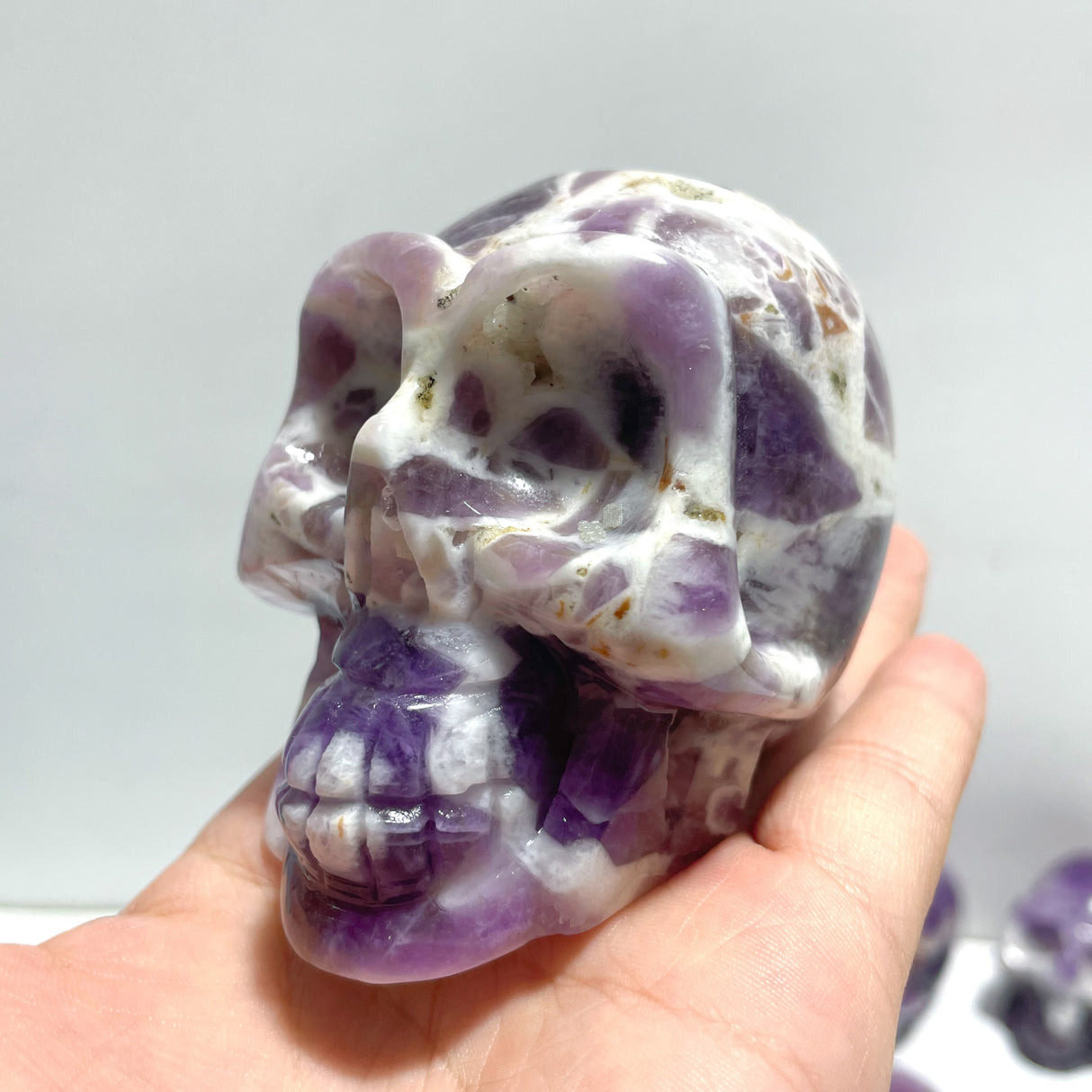 11 Pieces Chevron Amethyst Skull Carving