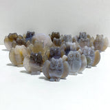 18 Pieces Geode Druzy Agate Owl Carving