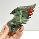 Africa Blood Stone Demon And Angel Wing Carving With Stand - Wholesale Crystals