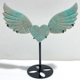 Amazonite Heart Wing Carving With Stand -Wholesale Crystals