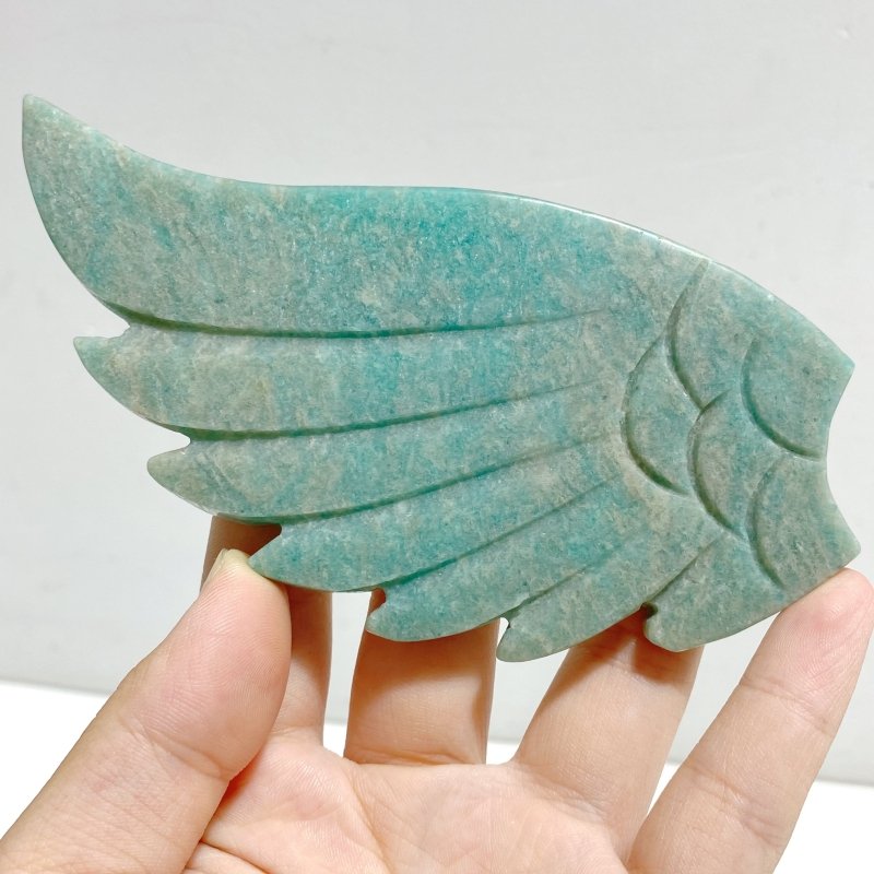 Amazonite Heart Wing Carving With Stand -Wholesale Crystals