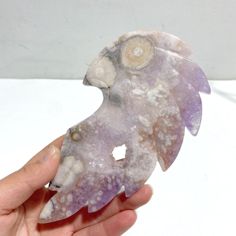 Amethyst Mixed Sakura Agate Heart Carving With Stand - Wholesale Crystals