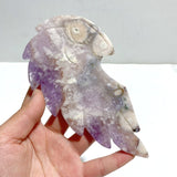 Amethyst Mixed Sakura Agate Heart Carving With Stand - Wholesale Crystals