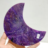 Large Charoite Moon Carving With Stand #10