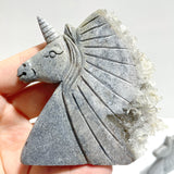 4 Pieces Clear Quartz Cluster Unicorn Carving