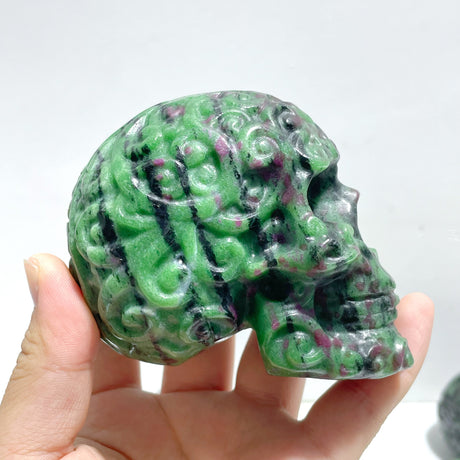 6 Pieces Ruby Zoisite Skull Carving