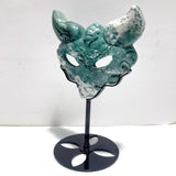 3 Pieces Moss Agate Fox Mask Carving With Stand