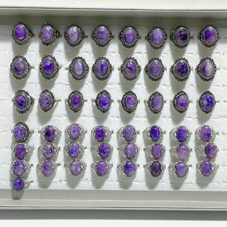 Beautiful 49 Pieces Charoite Different Styles Ring 1 - Wholesale Crystals