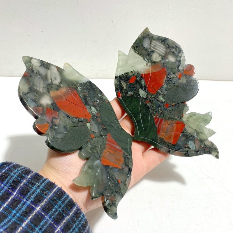 Beautiful Africa Blood Stone Butterfly Wing Carving With Stand - Wholesale Crystals