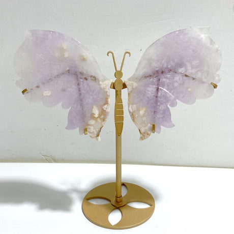 Beautiful Amethyst Mixed Sakura Agate Butterfly Wing Carving With Stand -Wholesale Crystals
