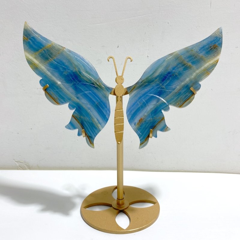 Beautiful Blue Onyx Butterfly Wing With Stand -Wholesale Crystals
