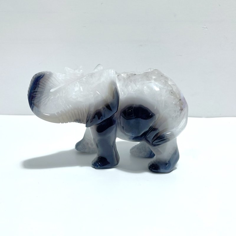 Beautiful Geode Agate Druzy Elephant Animal Carving - Wholesale Crystals