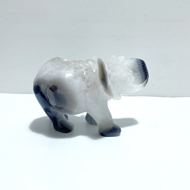 Beautiful Geode Agate Druzy Elephant Animal Carving - Wholesale Crystals