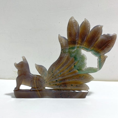 Beautiful Geode Druzy Agate Nine - tailed Fox Carving 9 - Wholesale Crystals