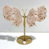 Beautiful Geode Druzy Sakura Flower Agate Butterfly Wing With Stand - Wholesale Crystals